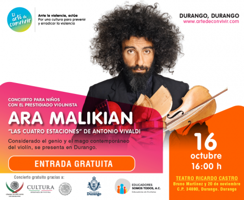 Ara Malikian, el virtuoso músico libanés, se presenta en la Ciudad de Durango